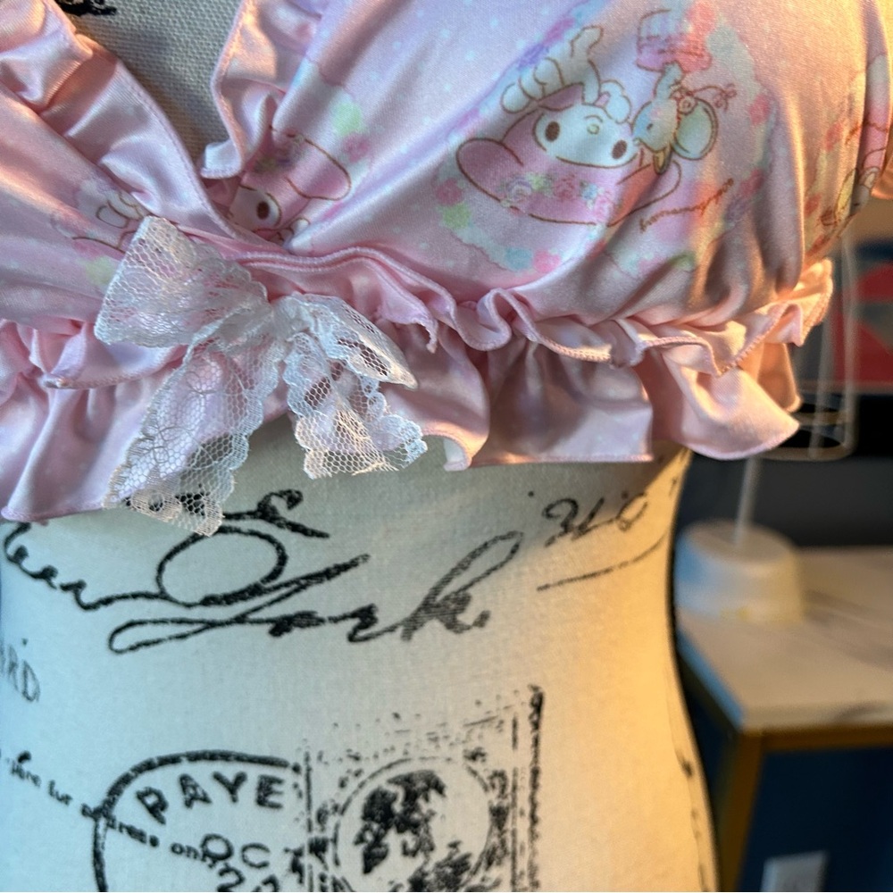 Hello Kitty Sanrio My Melody pink ruffle print Bralette - Picture 5 of 13